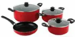 Del Casa Non Stick Cookware Set Red