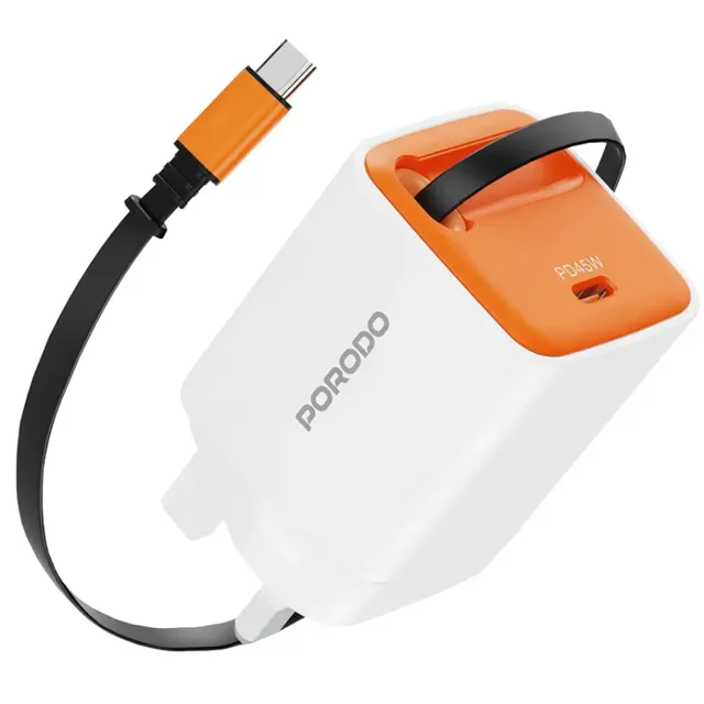 Porodo 45W GaN Quick Wall Charger, White, PDFWCH104