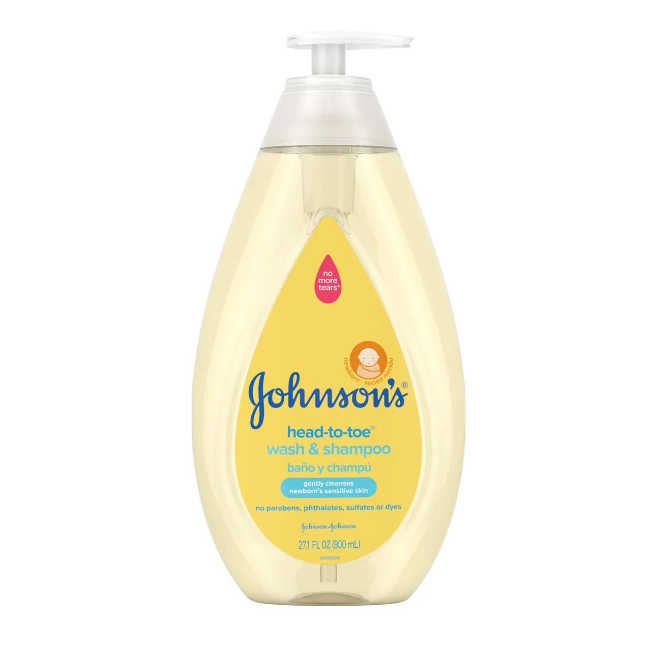 johnson's baby Johnson's غسول وشامبو لطيف من الرأس إلى القدمين للأطفال وحديثي الولادة، لا يسبب الدموع، خالٍ من الكبريتات والبارابين والفثالات والأصباغ، غسول قليل التسبب بالحساسية للبشرة والشعر الحساسين، 27.1 fl. Oz