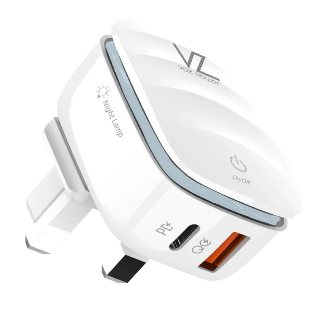 Voz VZWPD01L 20W Fast Travel Charger PD+QC 3.O With Lightning Cable