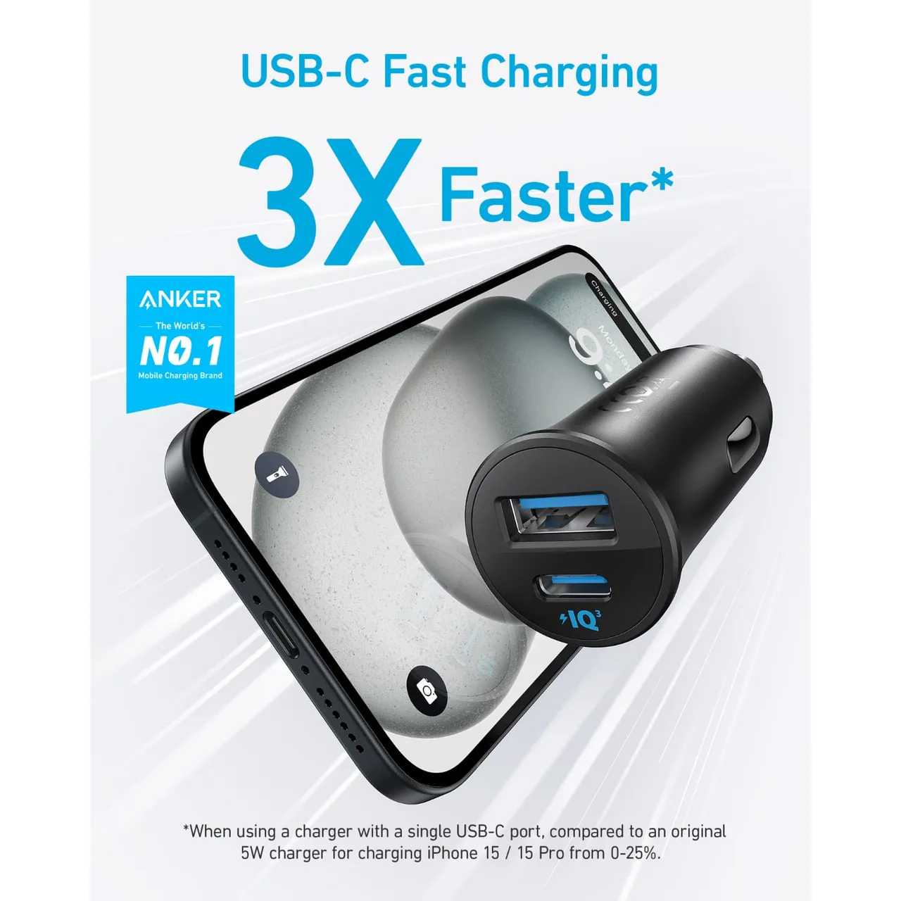 Anker شاحن سيارة PowerDrive، 30W، أسود، A2741H11