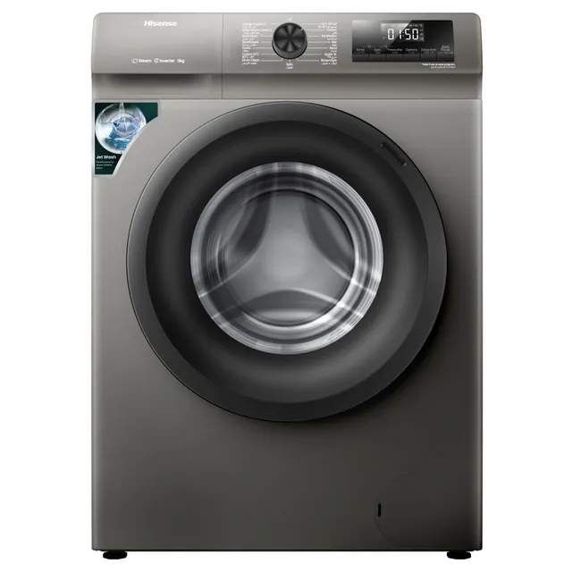 Hisense Front Load Washer WFQP8012JTS, Allergy Steam Care, 1200 rpm, 15 Programs, Titanium Grey