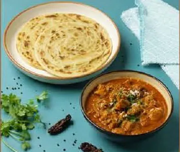 Paratha With Chicken Parts Masala
