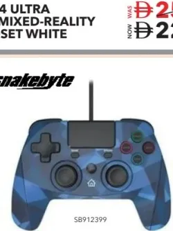 snakebyte Game:Pad Wired Ps4 Controller With Cable Blue Camouflage, SB912399