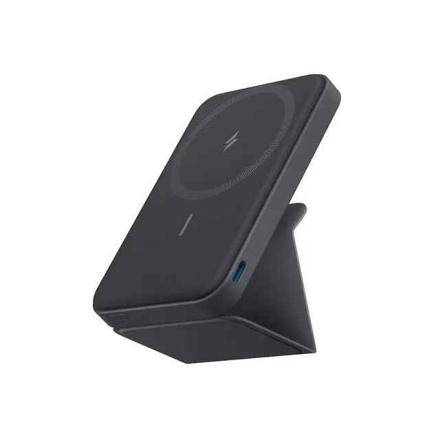 anker 5000mAh Magnetic Wireless Power Bank With Foldable Stand, MagGo, 7.5W Magnetic Power Bank with USB-C for iPhone 15/14/13/12, Black