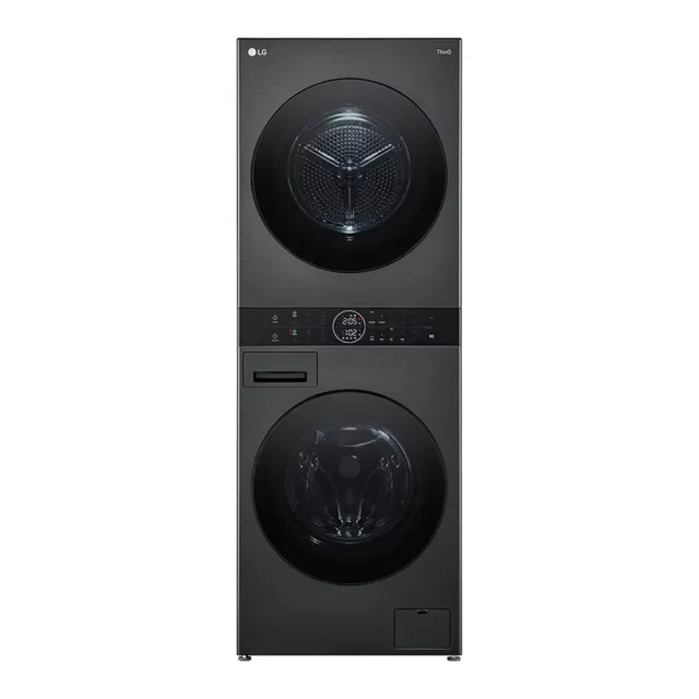 LG Front Load Washer & Dryer Wash Tower, 12/, 1400 RPM, Black Steel, W4W8BVPKZHM