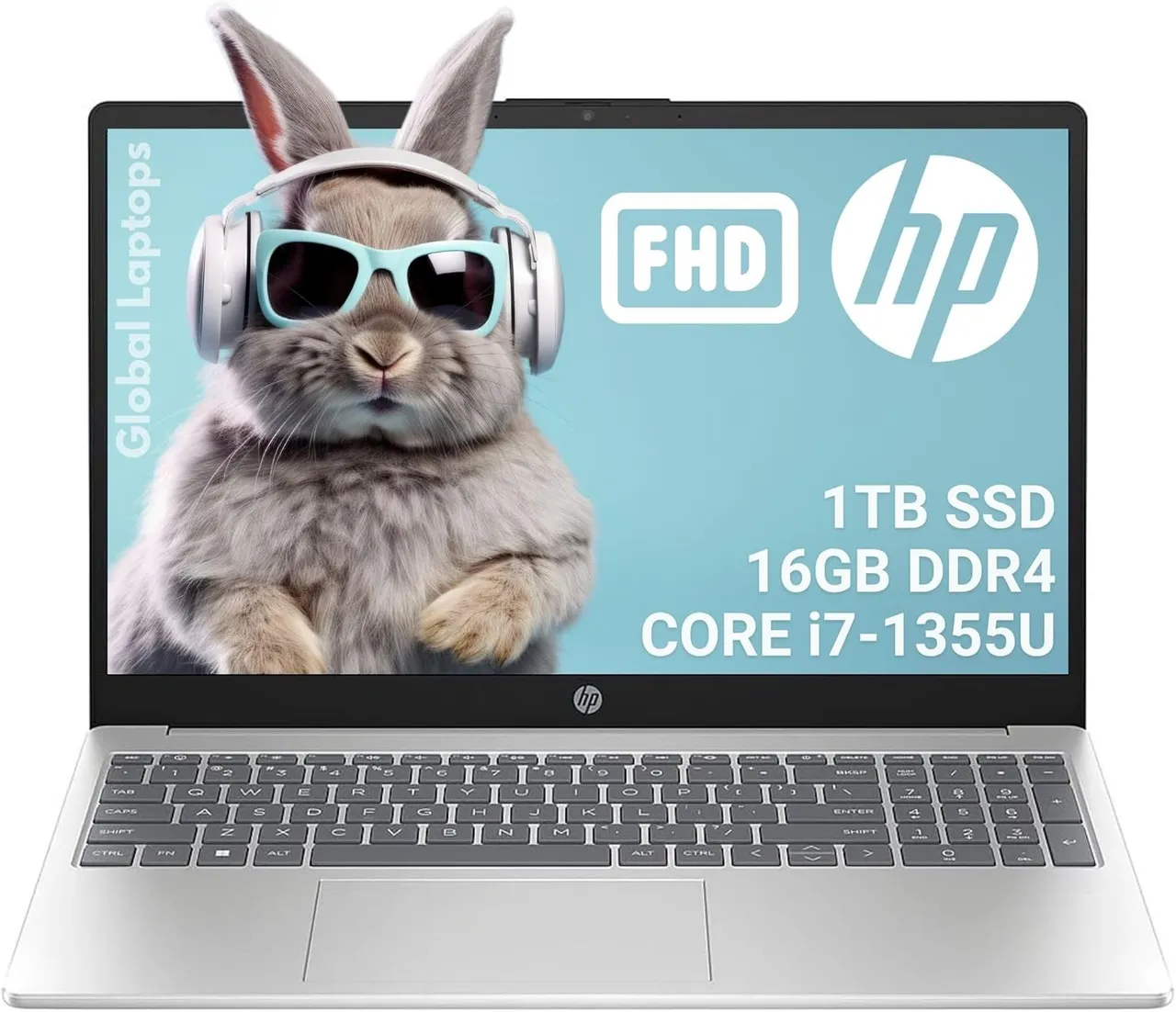 HP لابتوب 15-fd0182wm بمعالج Intel Core i7-1355U وذاكرة RAM سعة 16 GB وتخزين SSD سعة 1TB ورسوميات Intel Iris Xe وشاشة FHD IPS مقاس 15.6 بوصة ولوحة مفاتيح إنجليزية، فضي، إصدار عالمي