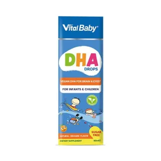 Vital Healthcare Vital Baby DHA Drops, Omega-3 Marine Algae Supplement for Infant Brain, Vision & Heart Health