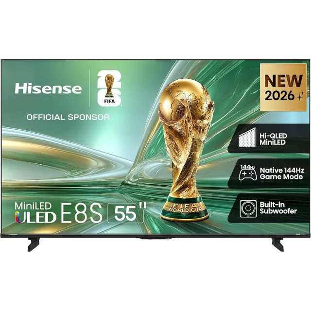 Hisense E8S Series 55-inch 4K Hi-QLED MiniLED Smart TV (2026), Black, 55E8S