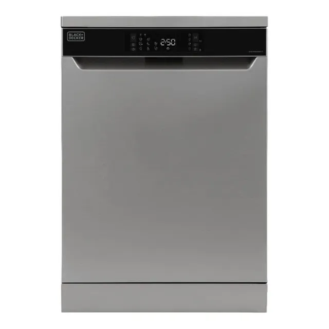 Black+Decker Dishwasher, 15 Place Settings, 8 Programs, A++ Energy, Knife Rack – BXDWF815.001TVX Dark Silver