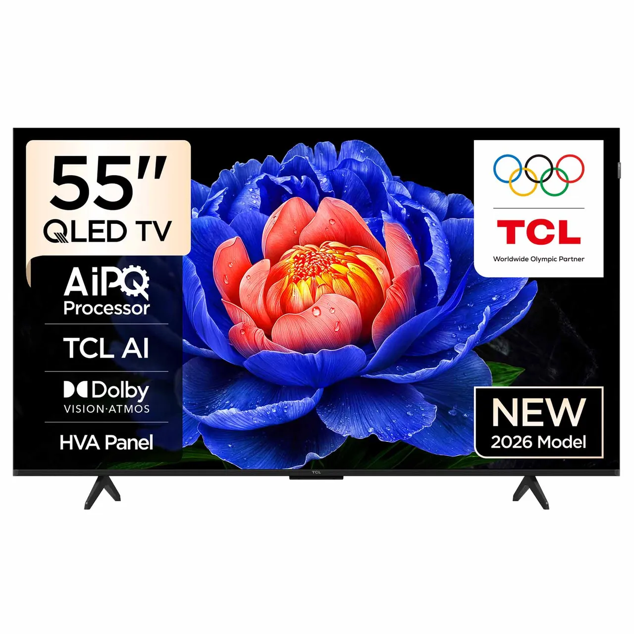 TCL تلفاز ذكي 55 بوصة 4K Ultra HD QLED Google، موديل T6D، أسود