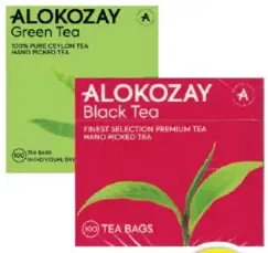 Alokozay أكياس شاي مغلفة أسود/أخضر