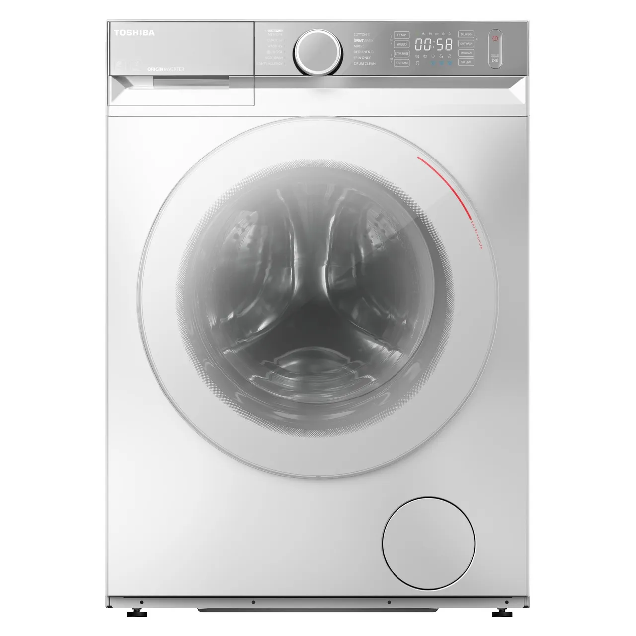 Toshiba غسالة تحميل أمامي TWD-BM130GF4B بيضاء مع مجفف