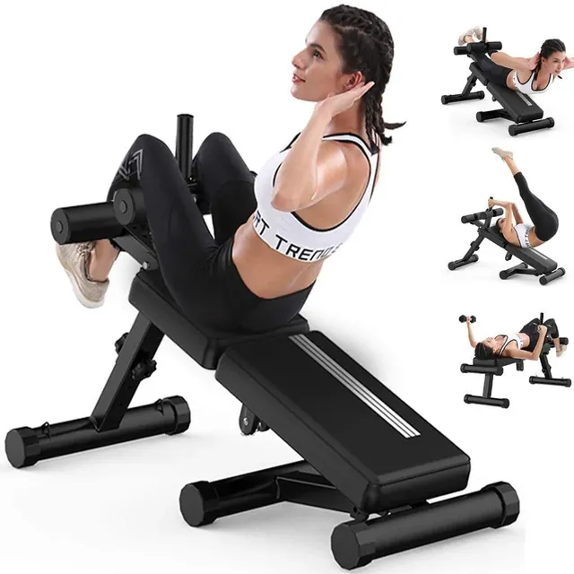 max strength Multi-Workout Bench, Foldable Sit-Up Abdominal Back Extension Strength Training Exercise Bench With Adjustable Height And Angle