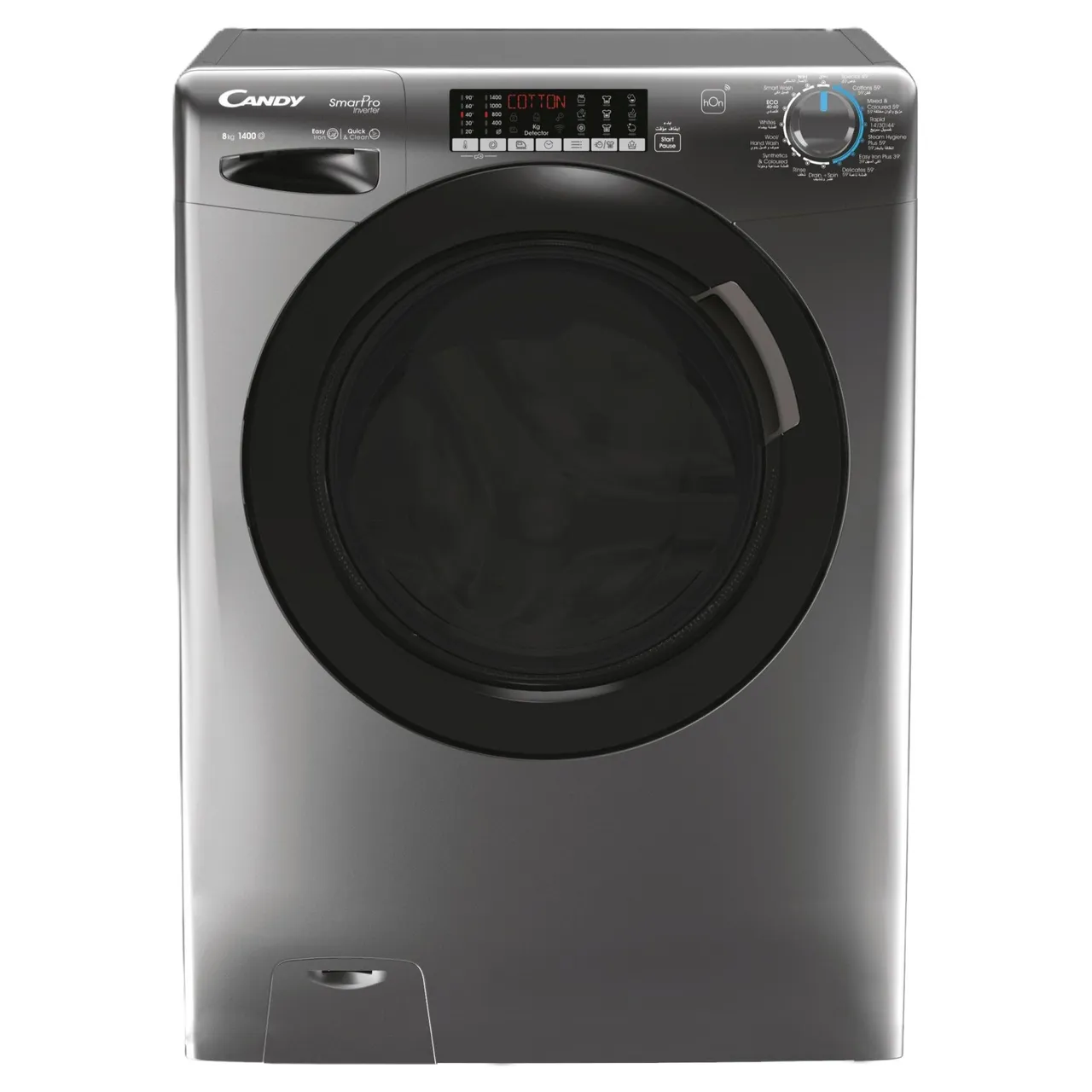 Candy غسالة تحميل أمامي CSO486TWMBR6-19، شاشة 6 أرقام، 1400 rpm، أنثراسايت