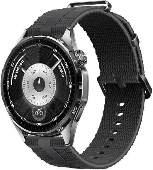 22mm Striped Silicone Strap Compatible with Huawei GT6/GT5 Pro/GT5/GT4/GT3 Pro/ GT3/GT2 Pro/GT2/GT1 46mm, Soft, Adjustable and Durable Watch Band.