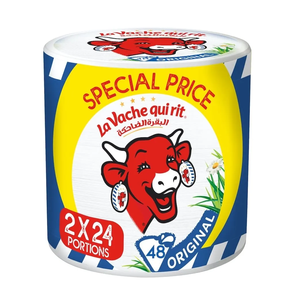 La Vache جبن مثلثات قابل للدهن الأصلي، 24 حصة × عبوة 2، 48 حصة