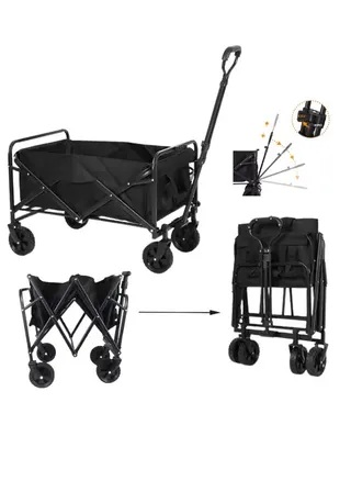 generic Garden Cart Folding Trolley Cart Outdoor Wagon Collapsible with Removable Fabric Festival Garden Camping Picnic Cart Supports Max Portable Transport Trailer