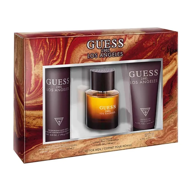 Guess 1981 Los Angeles Set For Men, Eau De Toilette Spray, Shower Gel, Body Spray