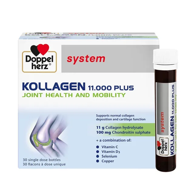 Doppelherz Kollagen 11.000 Plus Drinkable Collagen Supplement For Joint Health, Single Dose Phials 's