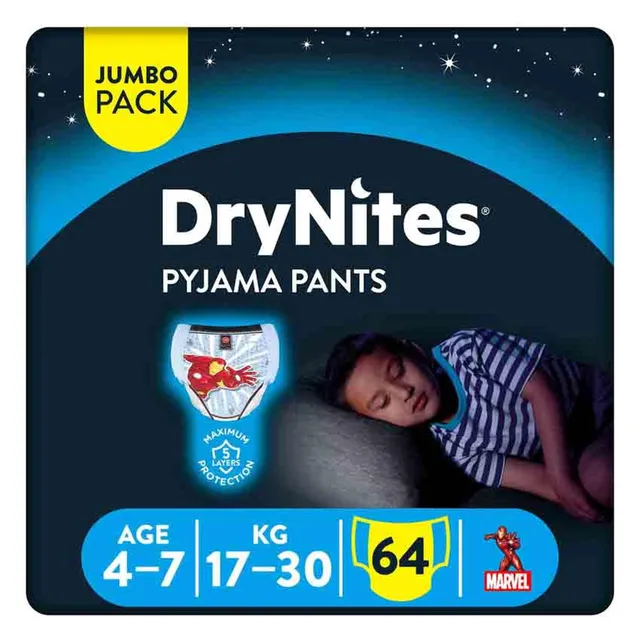 Huggies DryNites Pyjama Pants for Boys, 4-7 Years (17- ), 64 Diapers