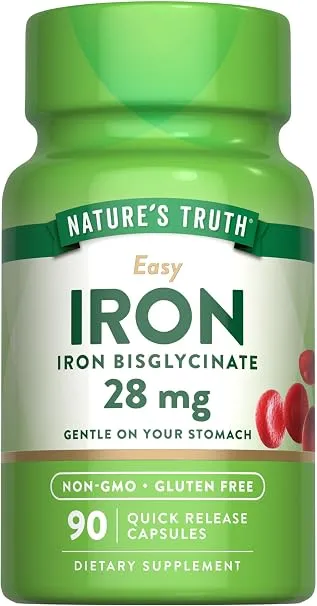 Nature'S Truth كبسولات Easy Iron، بيسجليسينات الحديد، غير معدلة وراثياً، خالية من الغلوتين