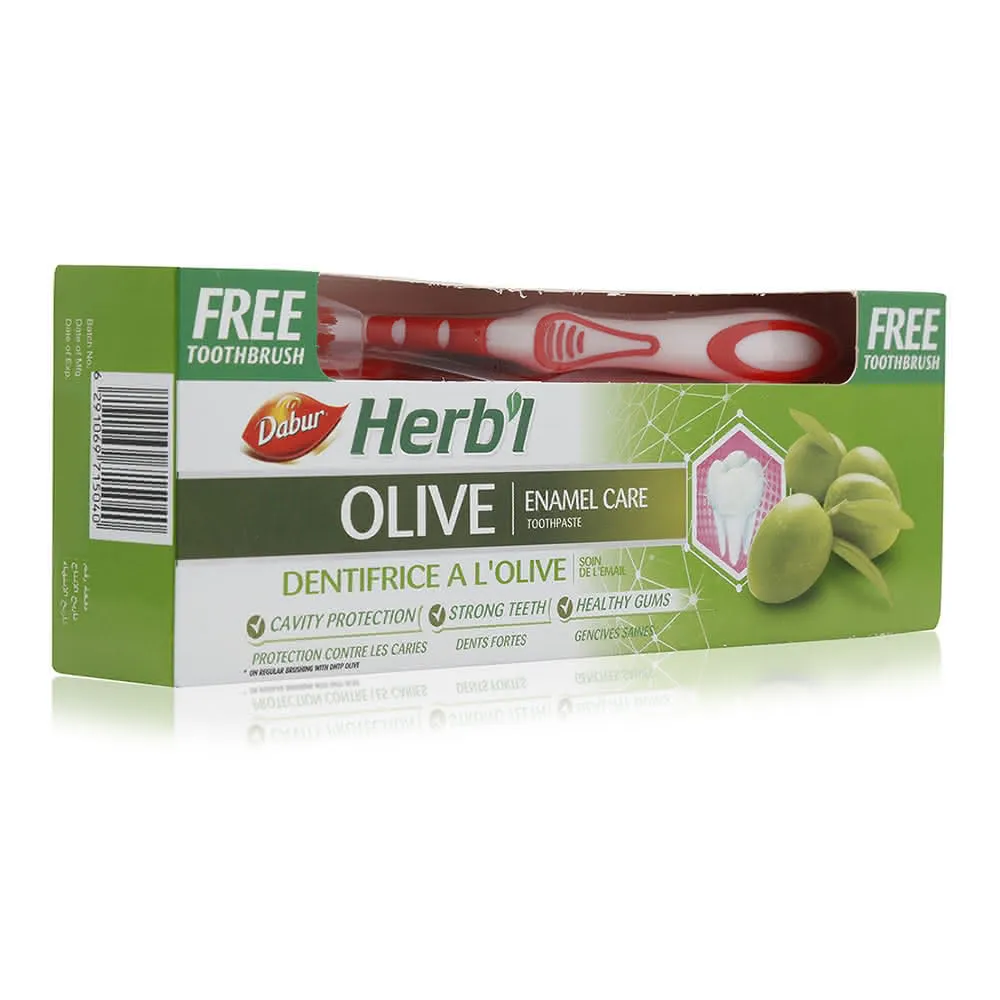 Dabur معجون أسنان بالزيتون + فرشاة أسنان مجانية