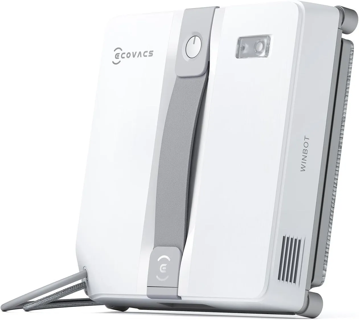 Ecovacs روبوت تنظيف نوافذ Winbot Mini تصميم مدمج بفوهتين مزدوجتين بتقنية الرذاذ بالموجات فوق الصوتية، نظام حماية من 9 مستويات، تخطيط ذكي للمسار، 3 أوضاع تنظيف، نظام ضد الانزلاق، رمادي