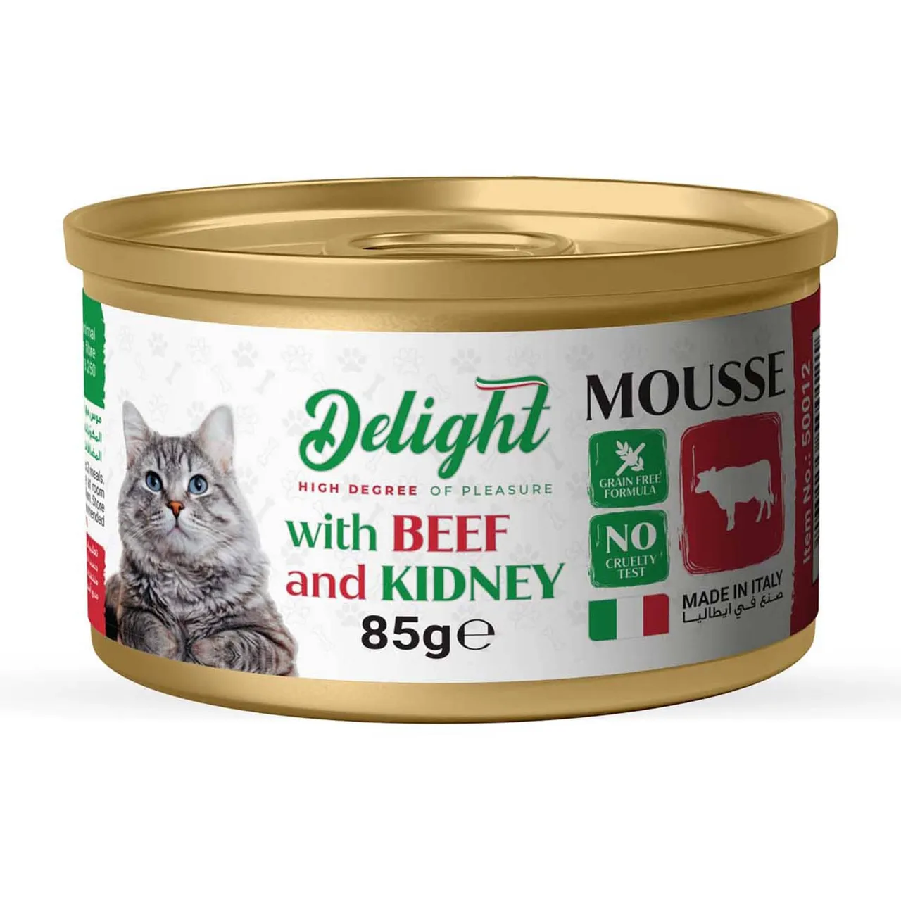 Delight Wet Cat Food Mousse with Beef & Kidney Protein Rich Food