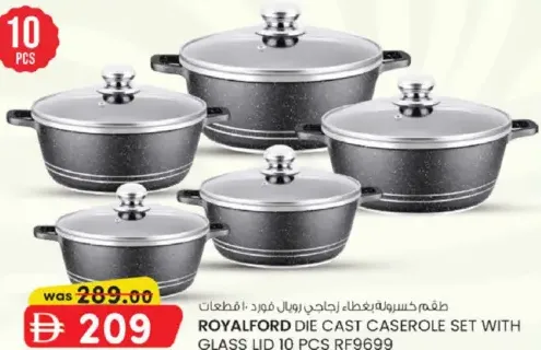 Royalford Die Cast Caserole Set With Glass Lid RF9699