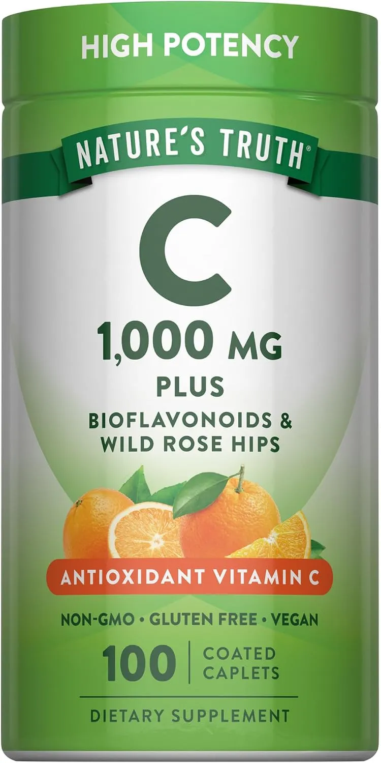 Nature'S Truth فيتامين C مع بيوفلافونويدز وروز هيبس، أقراص، 1,000 mg، 100 قرص
