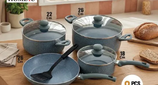 Home4U Marble Coated Cookware Set Assorted