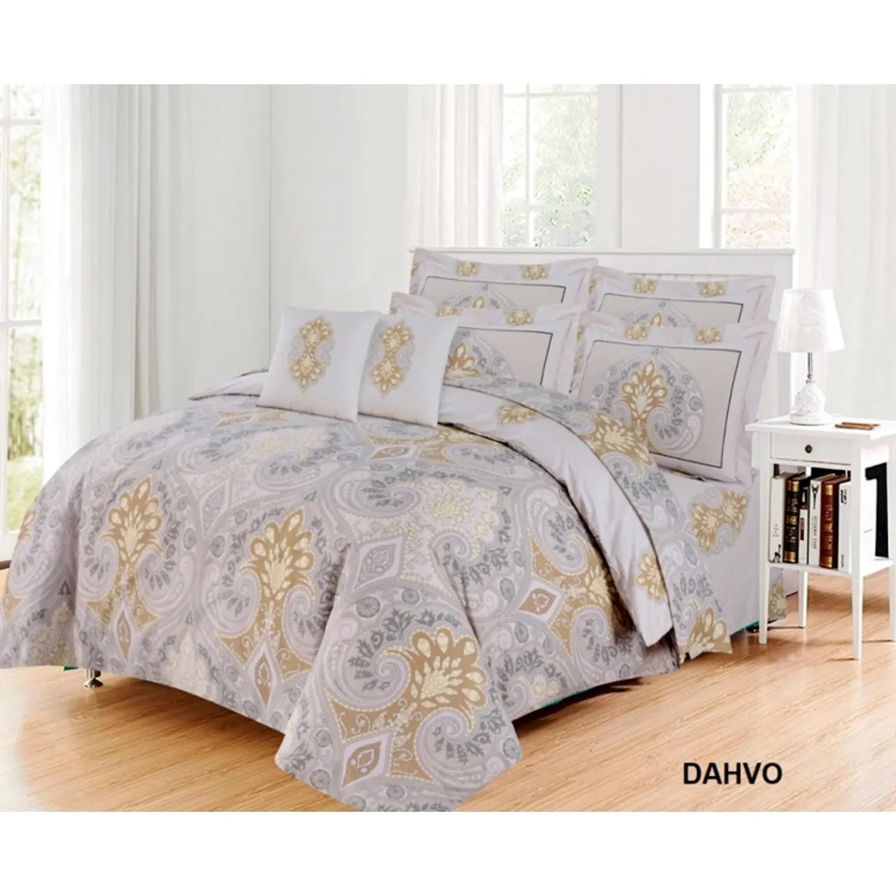 Barbarella طقم ملاءة مطاطية كوين قطن، 3 pcs، عدد الخيوط 144، Dahvo