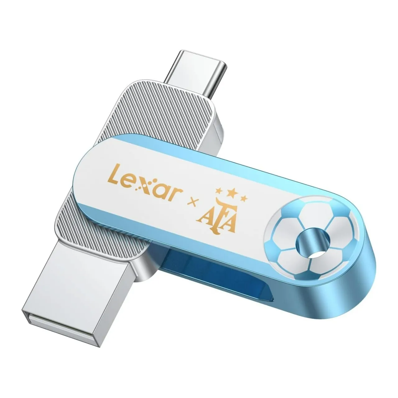 Lexar فلاش USB مزدوج JumpDrive D500 بسعة 128 GB بتصميم FIFA، LJDD500