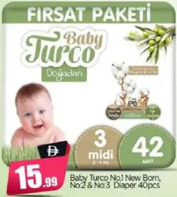 Baby Turco Diaper No.1 New Born No.2 & No.3