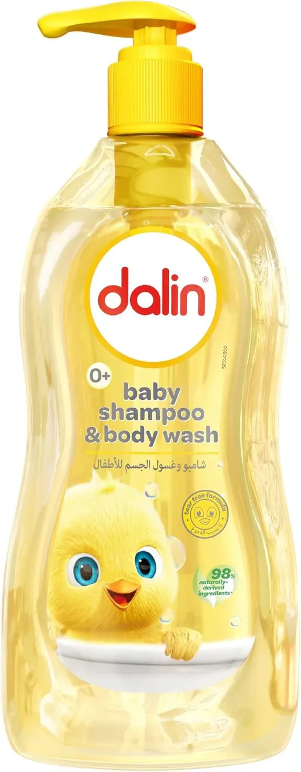 dalin Baby Shampoo & Body Wash – – 2-in-1 Tear-Free Formula For Hair & Body – 98% Natural Origin Ingredients – Gentle & Dermatologically Tested – Suitable From Birth (0+)
