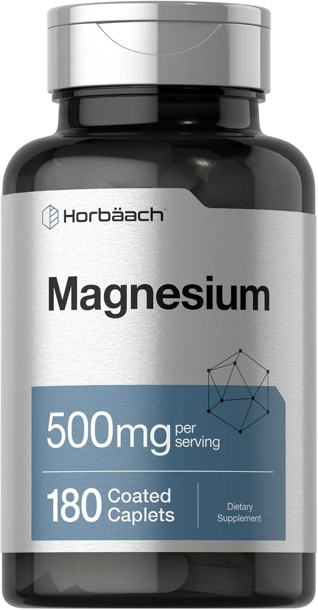 Horbäach Magnesium 500mg, 180 Caplets, Vegetarian, Non-Gmo, And Gluten Free Supplement, By