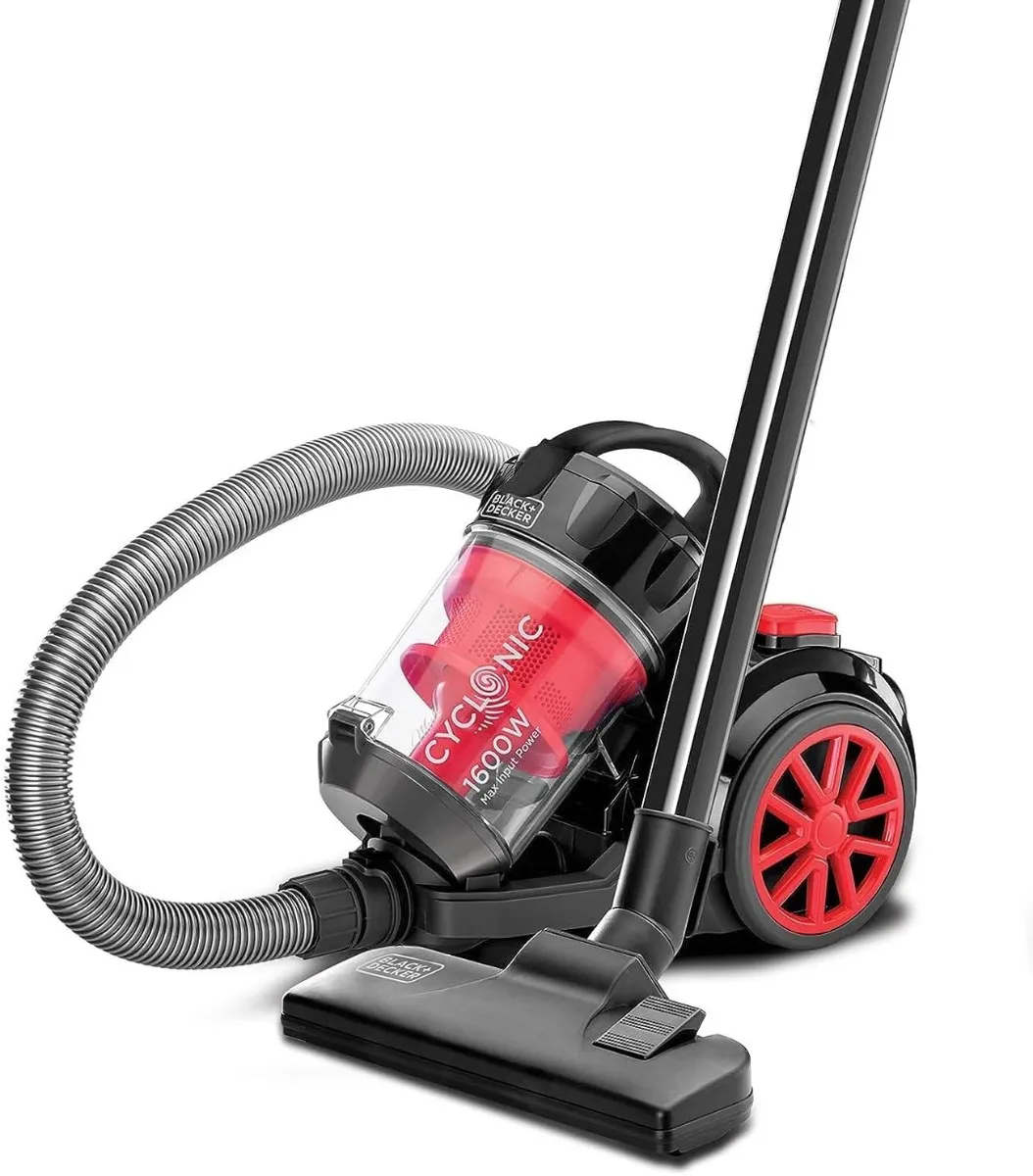 Black & Decker مكنسة كهربائية أسطوانية بسلك بدون كيس متعددة الأعاصير بترشيح 6 مراحل قوة قصوى 1400 W قوة شفط 20 kPa أحمر/أسود Red/Black VM1680-B5