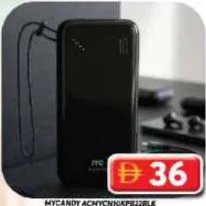 Mycandy Powerbank ACMYCN10KPB22BLK, 10000 mAh