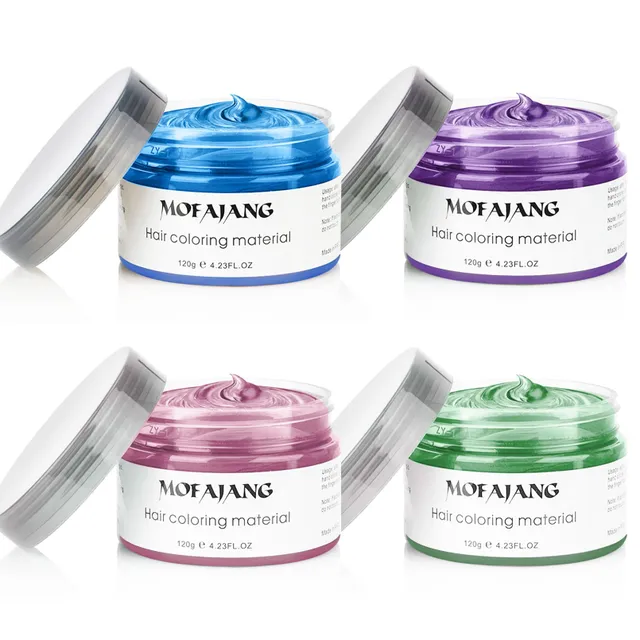 Sovoncare 4 Colors Temporary Hair Color Wax for Kids, Washable Colored Hair Wax, DIY Styling Hair Wax Color, Temporary Hair Dye for Boys Girls Party Cosplay Halloween 4.23 oz (Green Purple Pink Blue