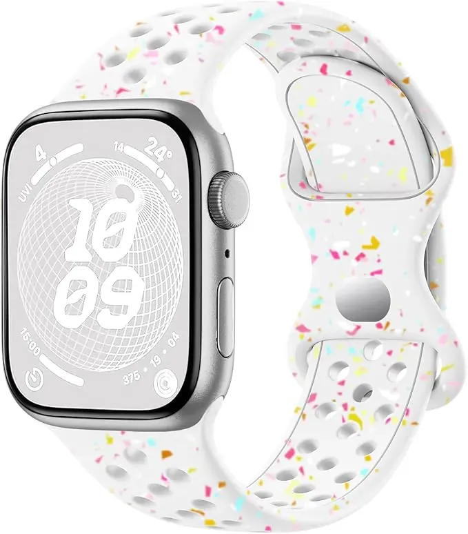 upeak أحزمة رياضية متوافقة مع حزام Apple Watch مقاس 38mm و40mm و41mm للنساء والرجال، سوار سيليكون قابل لإعادة التدوير وصديق للبيئة وجيد التهوية لحزام Apple Watch / iWatch Series 9 8 7 6 5 4 3 2 1 SE