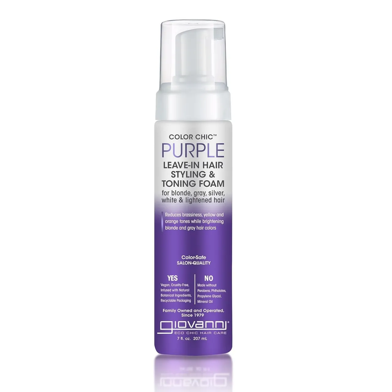 Giovanni Color Chic رغوة بنفسجية لتصفيف الشعر وتصحيح لونه تُترك دون شطف، 7 fl oz