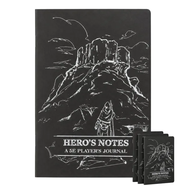Dungeon Craft DND Character Journal Notebook 3-Pack, Black, for 5E RPG