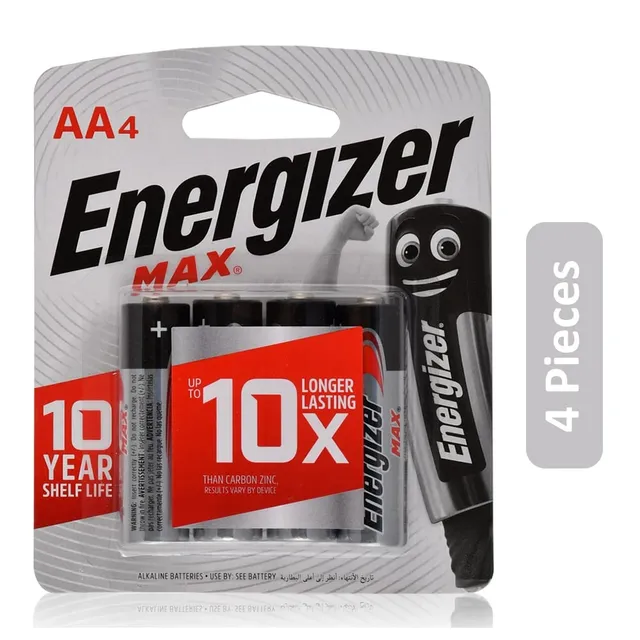 Energizer Max 1.5V AA Alkaline Batteries - 4 Pcs