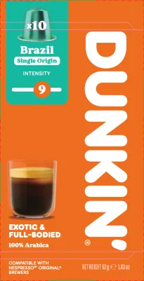 Dunkin كبسولات قهوة برازيلية أصل واحد - 10 Caps