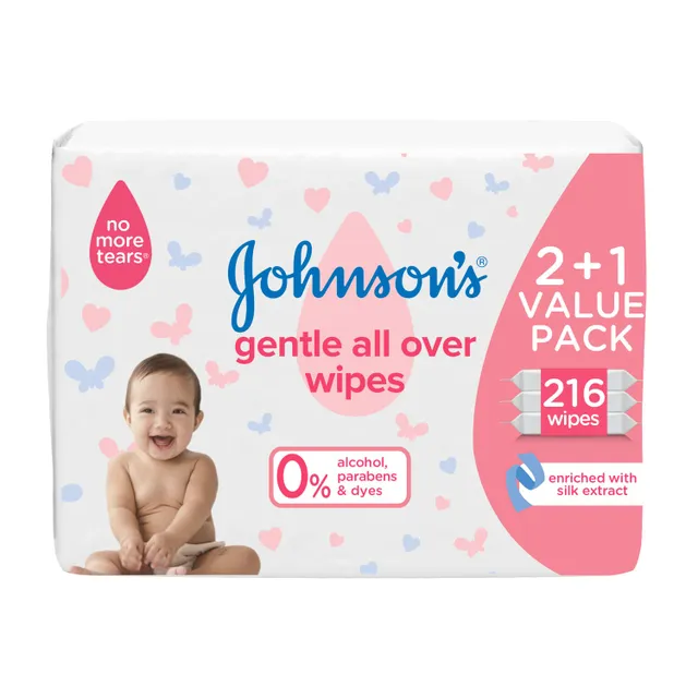 Johnson&Johnson Johnson's Gentle All Over Baby Wipes - 3 x 72 Wipes