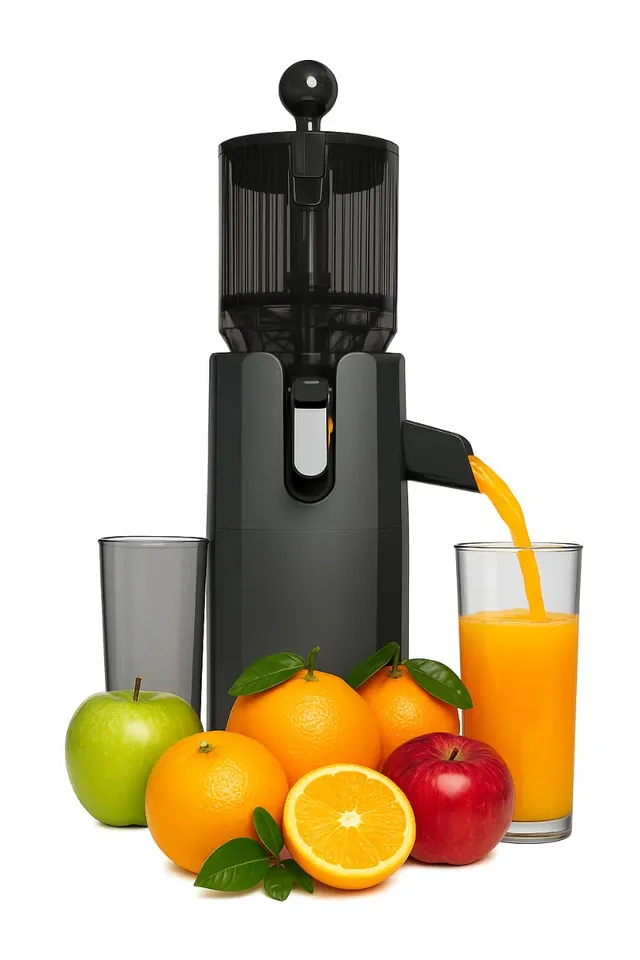 vistanics Slow Juicer with 120 mm Wide Feeding Chute 250W– Cold Press Juice Extractor for Orange, Apple & Fruits – High Juice Yield, Nutrient Retention
