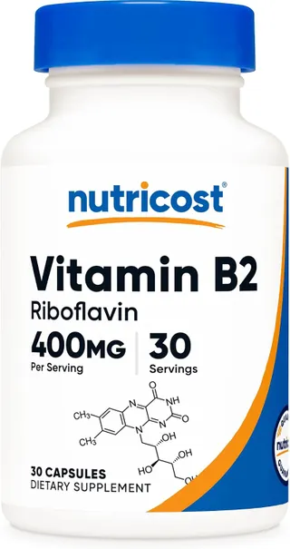 Nutricost Vitamin B2 (Riboflavin) 400mg, 30 Capsules, Gluten Free, Non-GMO
