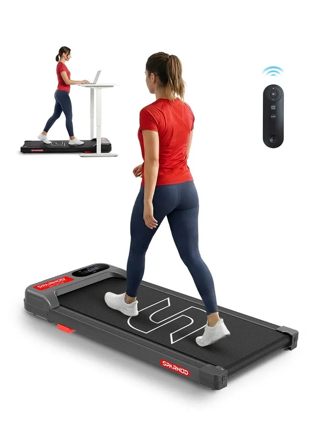 Sparnod Fitness STH-2001 Walking Pad for Home Use, 2.25 HP Motor 1–6 km/h Speed, Manual Incline 2 Levels, LED Display for Time, Distance, Speed & Calories, Shock Absorption, Compact Design, Max Weight