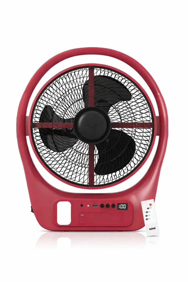 veltric Portable Rechargeable Box Fan with Light 3 Speed Fan 90 LED Super Bright Emergency Lamp Solar Powered